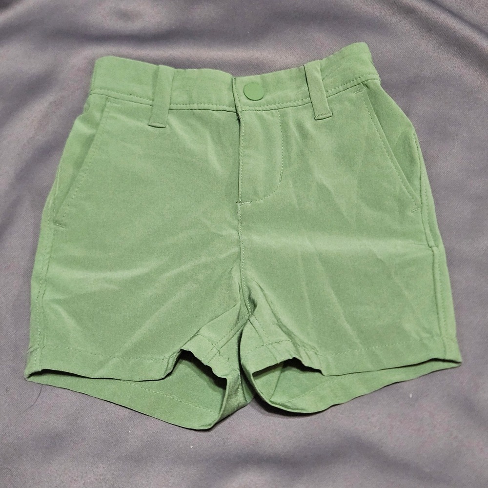Janie and Jack Boys Sage Green Performance Shorts 6-12 Months Elastic Back Snap